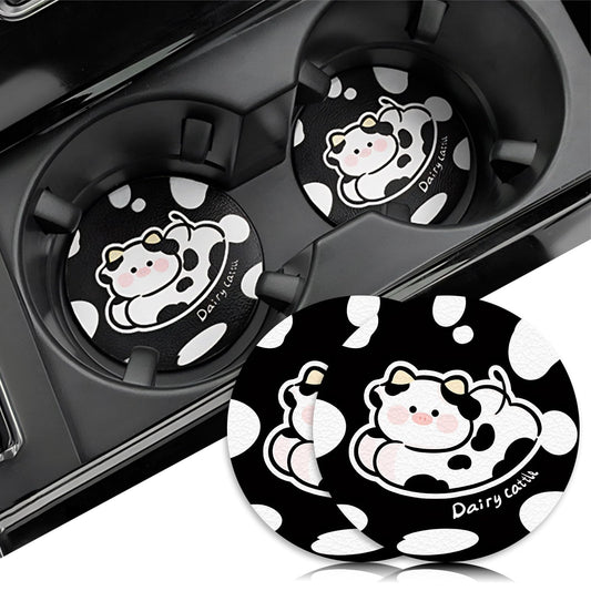 2PCS Cow Car Cup Holder Coaster, Universal Cute Cattle Non-S