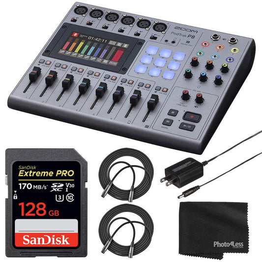 Zoom PodTrak P8 - Grabadora de podcasts multipista + tarjeta