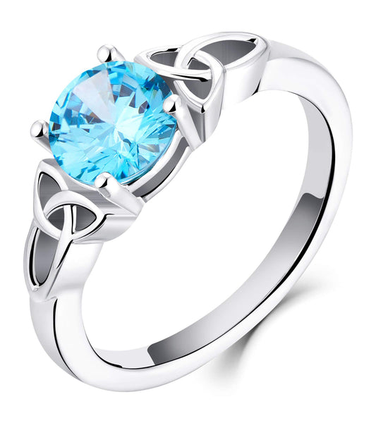 YL Anillos de nudo celta para mujer, plata de ley 925, piedr