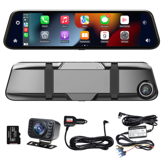 Cámara de respaldo con espejo retrovisor 2K de 12 pulgadas,