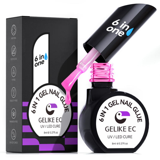 Pegamento UV para uñas, pegamento UV 6 en 1 con capa base de