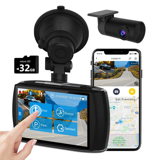 Z-Edge T4 Dash Cam delantera y trasera, cámara de tablero du