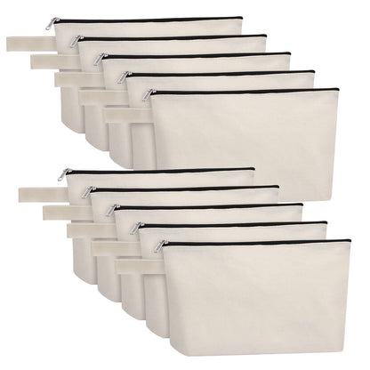 10 bolsas de maquillaje de lona de algodón con parte inferio