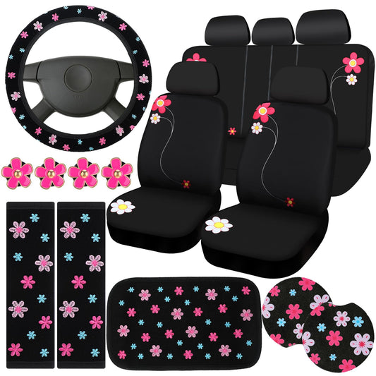 BBTO Juego de 19 accesorios bordados para automóvil, incluye