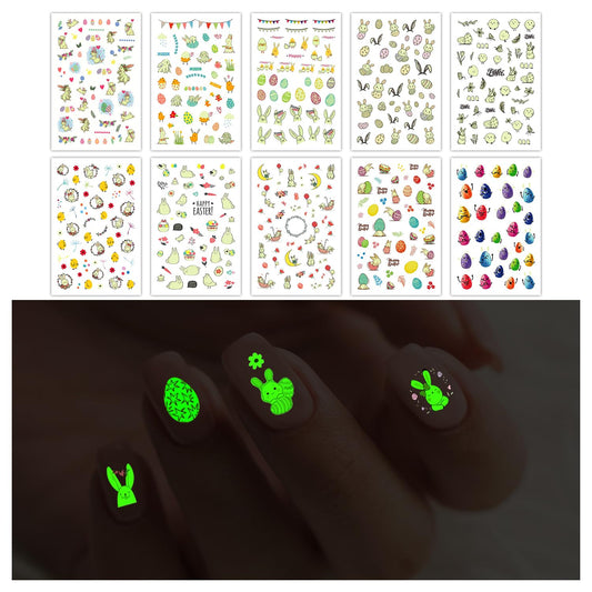Partwind - Calcomanías luminosas para uñas de Pascua para ni