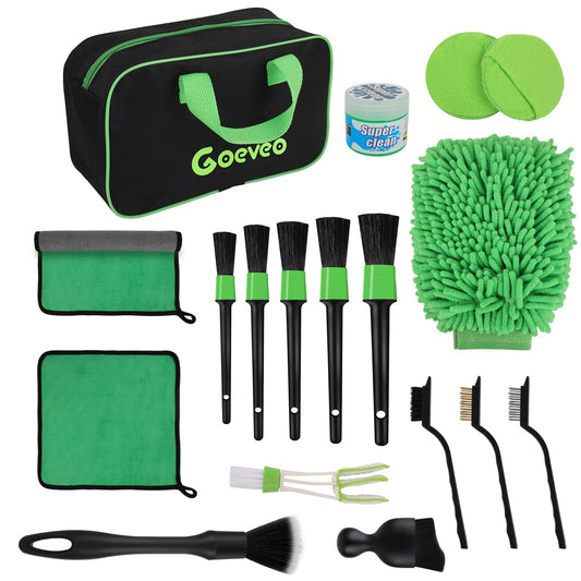 Kit de 18 piezas de detalles de automóvil, juego de cepillos