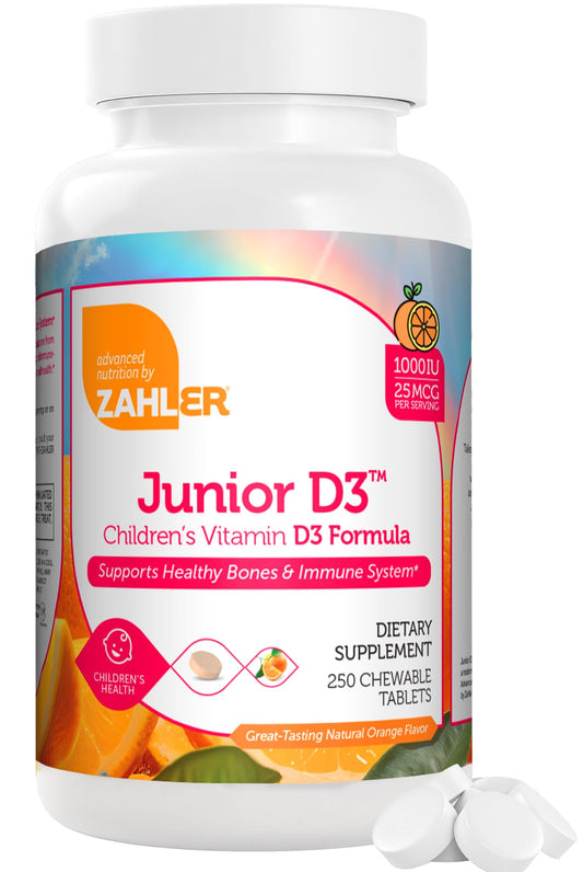 Zahler Junior D3 Chewable 1000IU, gran sabor Chewable Vitami
