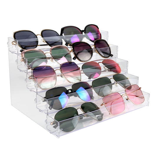 Organizador de lentes de sol de 5 niveles, soporte acrílico