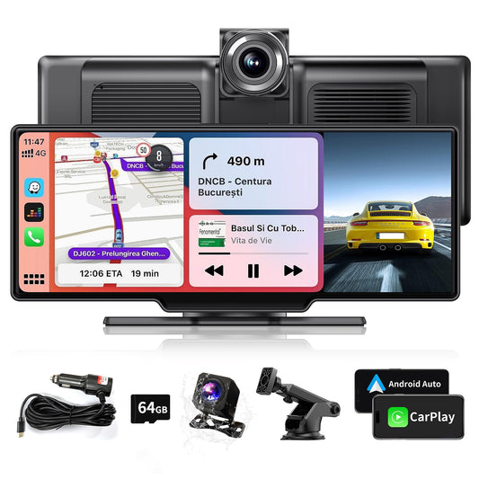 Pantalla Carplay inalámbrica portátil con cámara de tablero