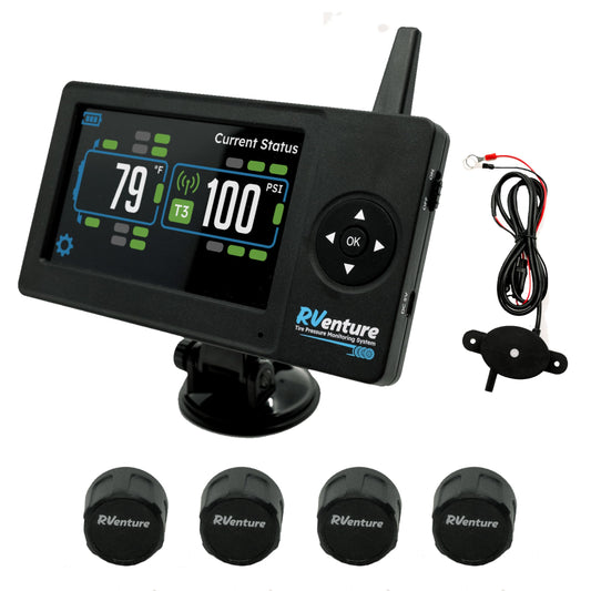 Sistema de monitoreo de presión de neumáticos RV con 4 senso
