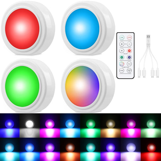 LYCARESUN 4 luces LED inalámbricas para interiores de automó