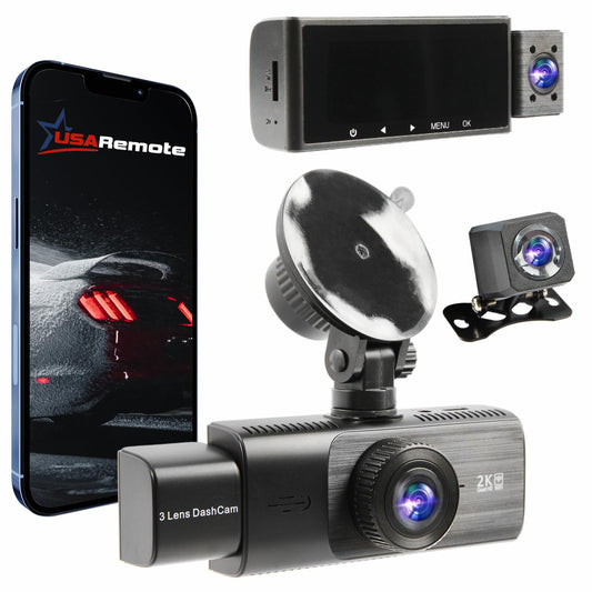 USARemote Dash Cam WDR 1440P+1080P+1080P 3Channel 3.16 pulga