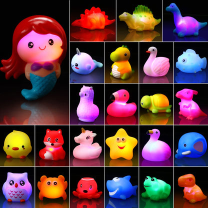 Paquete de 24 juguetes iluminados para el baño del bebé, juguetes flot