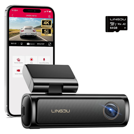 AM100 5G WiFi Dash Cam frontal, cámara de tablero 4K para au