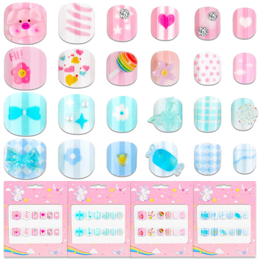 Thrilez - Uñas postizas a presión para niñas, uñas postizas