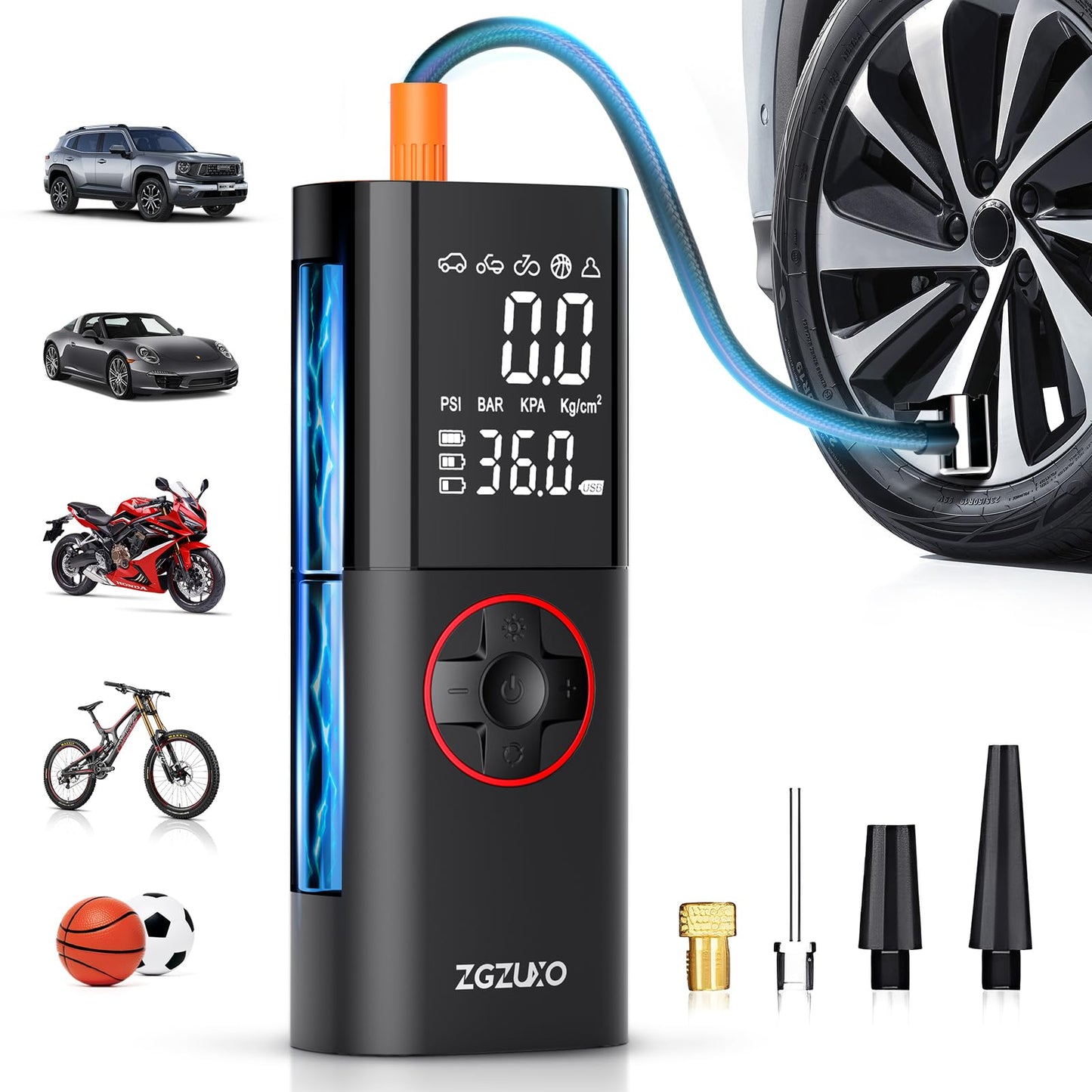 Tire Inflator Portable Air Compressor, 150PSI Rechargeable A