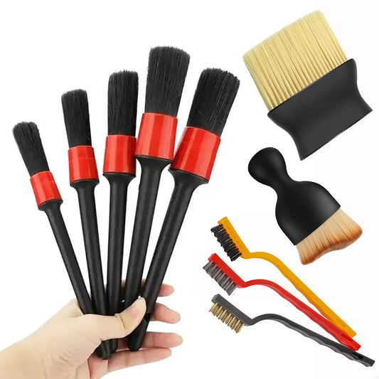 Juego de 10 cepillos para detalles de automóvil, kit de limp