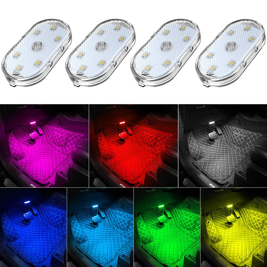 4 luces LED para interiores de automóvil, 7 colores de ilumi