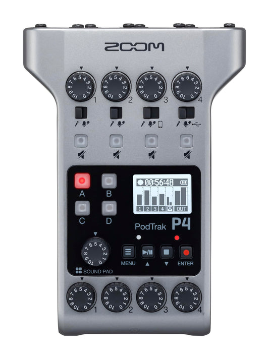 Zoom PodTrak P4 - Grabadora de podcasts, alimentada por bate