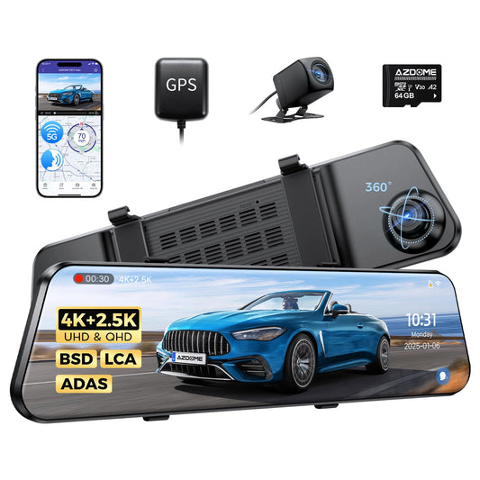 AZDOME PG17 Max 4K+2.5K Mirror Dash Cam con ADAS, BSD y LCA,
