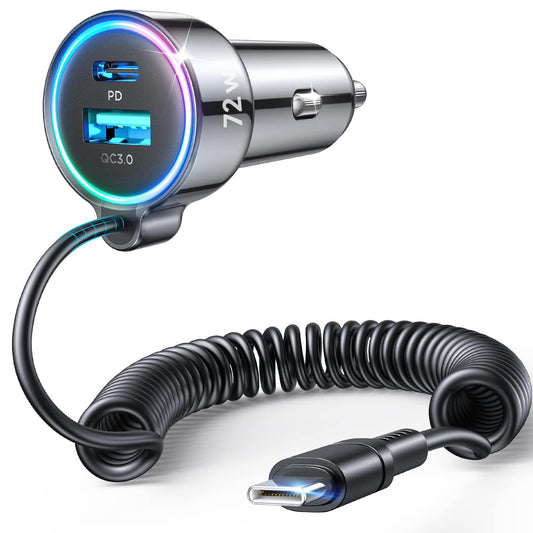 Cargador de coche USB C de 72 W para iPhone 16 Pro Max Plus,