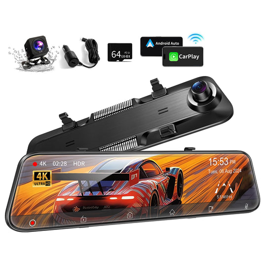 Cámara de tablero WiFi 4K de 12 pulgadas, cámara de visión t