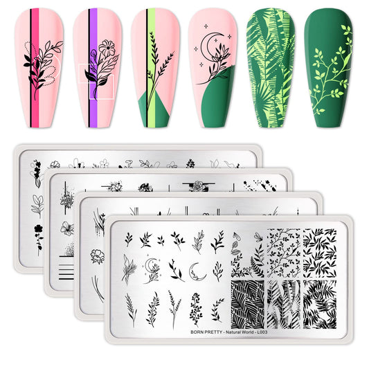 BORN PRETTY Plantillas de estampación de arte de uñas placas