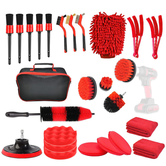 Kit de 26 piezas de detallado de automóvil, cepillos para de