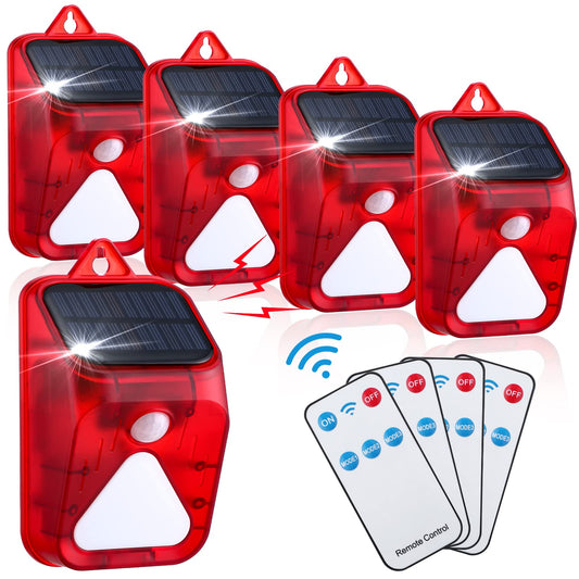 Paquete de 4 detectores de movimiento de alarma solar con lu