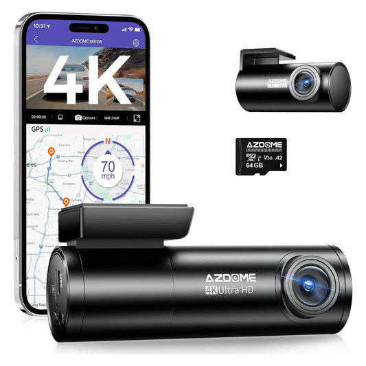 AZDOME M300S 4K Dash Cam con 5.8G WiFi 64GB tarjeta SD, 170°