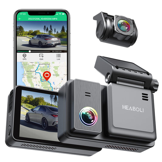Cámara de tablero dual 4K frontal y trasera, Wi-Fi GPS, pant
