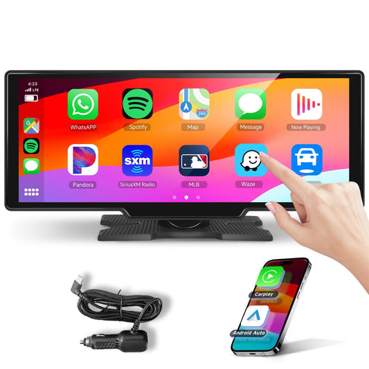 Podofo Pantalla Carplay inalámbrica de 10.26 pulgadas para c