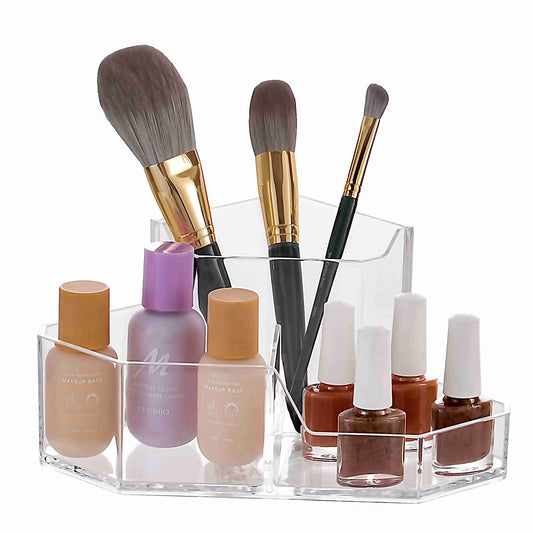 Cq acrylic Organizador de brochas de maquillaje, 3 ranuras p