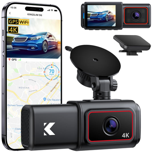 Kingslim D6-4K Dual Dash Cam - WiFi y GPS 4K frontal y 1080P