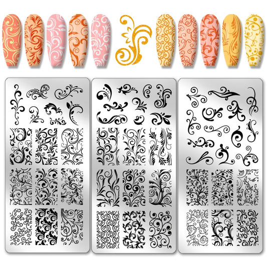 PH PandaHall 3 plantillas de arte de uñas con patrón de remo