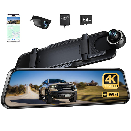 pelsee P10 Plus 4K WiFi espejo Dash Cam, cámara de espejo re