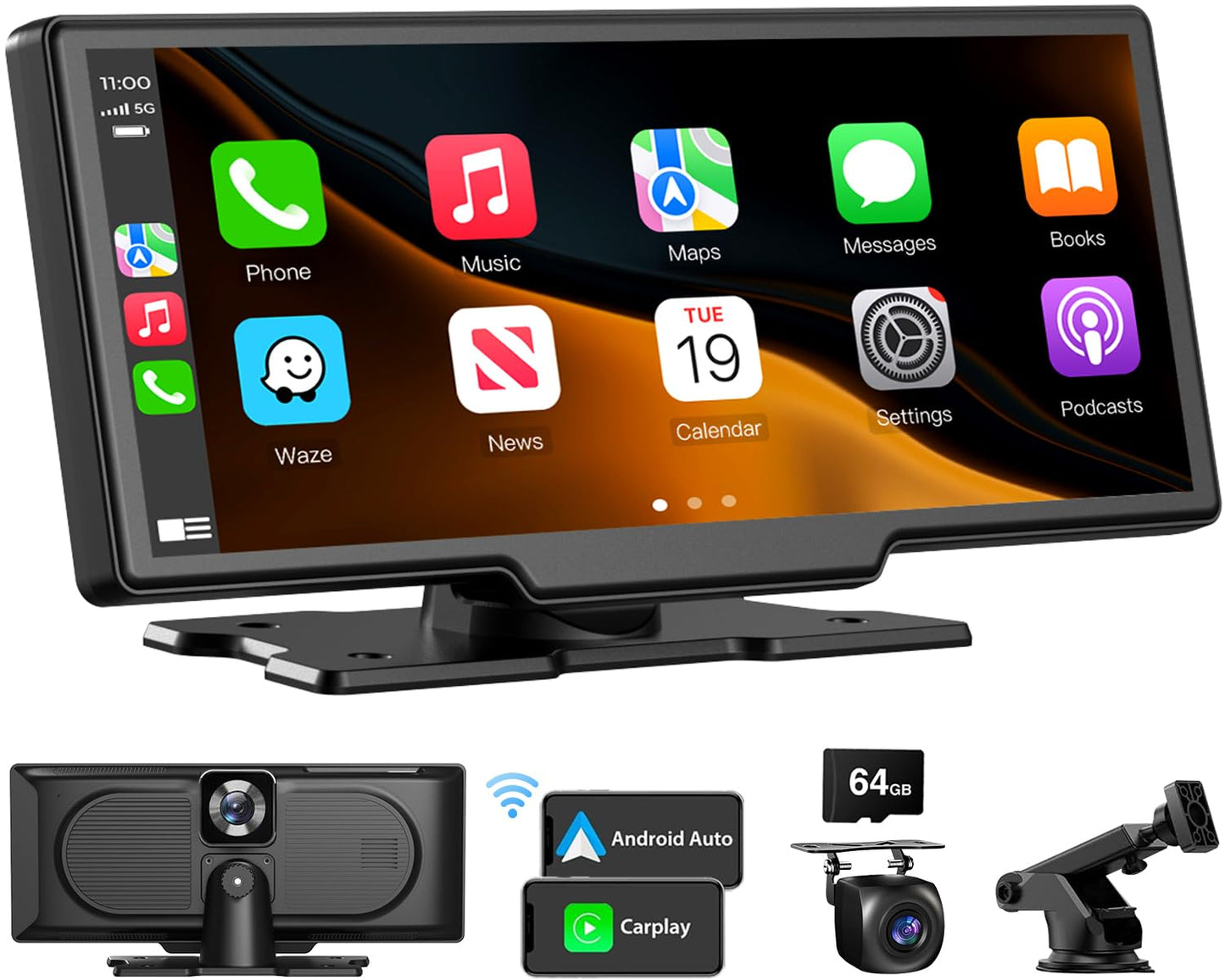 Pantalla táctil inalámbrica portátil CarPlay para coche: App