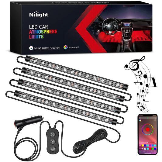 Nilight Luz LED RGB para interior de automóvil con control d