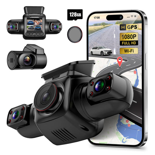 PRUVEEO Cámara de tablero de 360 grados de 4 canales frontal