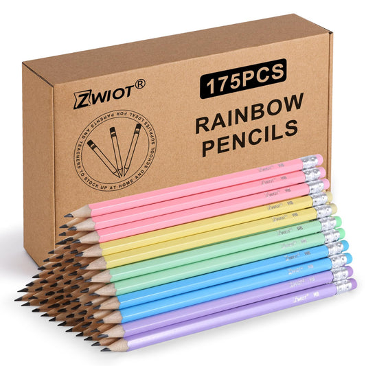 ZWlOT - 175 lápices pastel #2 preafilados con borrador a gra