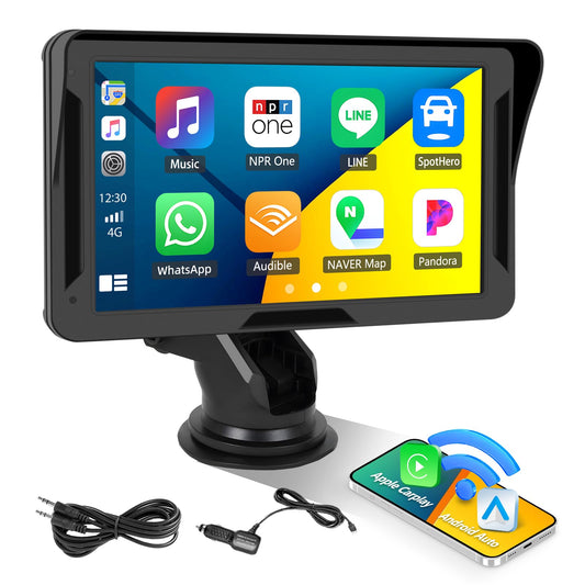 CarPlay - Pantalla para automóvil, estéreo portátil HD de 7