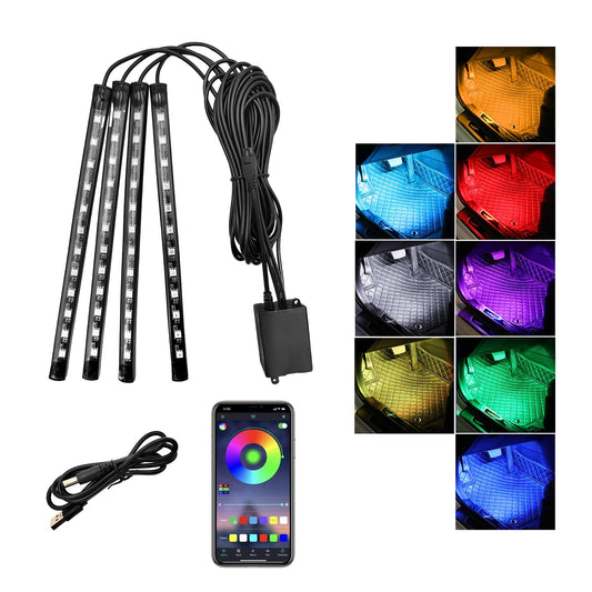 Luces interiores LED para automóvil, RGB 48 LED multicolor,