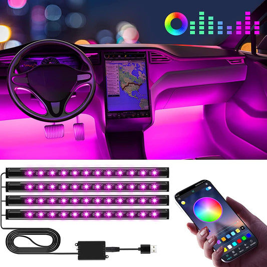Winzwon - Luces LED para el interior del automóvil (4 unidad