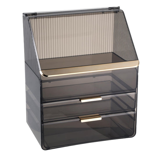 Organizador de maquillaje con tapa, caja de almacenamiento d