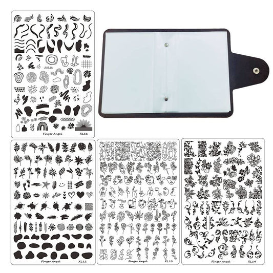 4PCS Nail Art Stamp Placas con XL11-14 Estampación de Placas