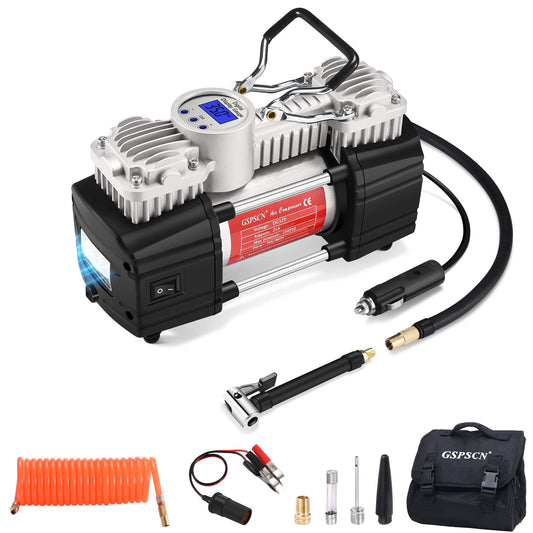 GSPSCN Bomba de compresor de aire portátil de 12 V, pantalla