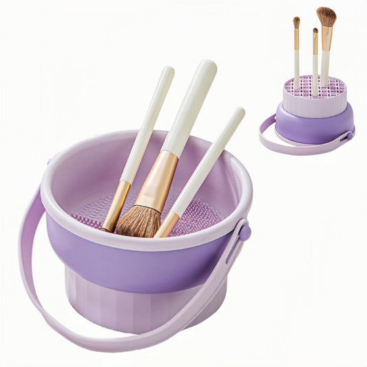 Cuenco limpiador de brochas de maquillaje de silicona 3 en 1