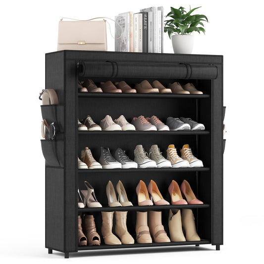 Zapatero con tapa, organizador de zapatos de 5 niveles para