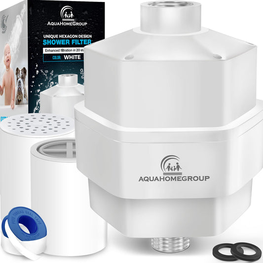 AquaHomeGroup Filtro de ducha de 20 etapas para agua dura, f