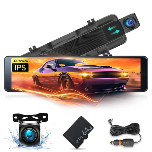 Cámara de espejo retrovisor con pantalla táctil IPS LCD de 1